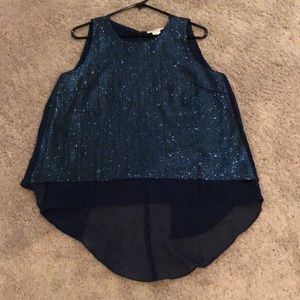 NWOT Esley Sparkly Blue High Low Tank